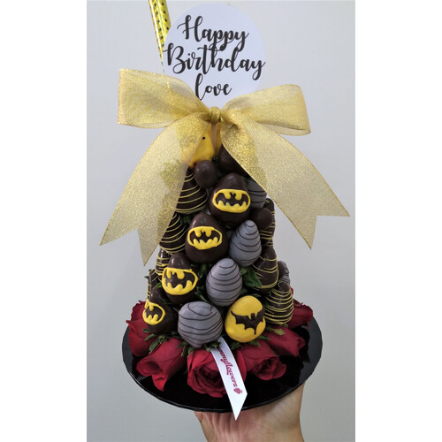 Batman Chocolate Strawberry Rose Tower